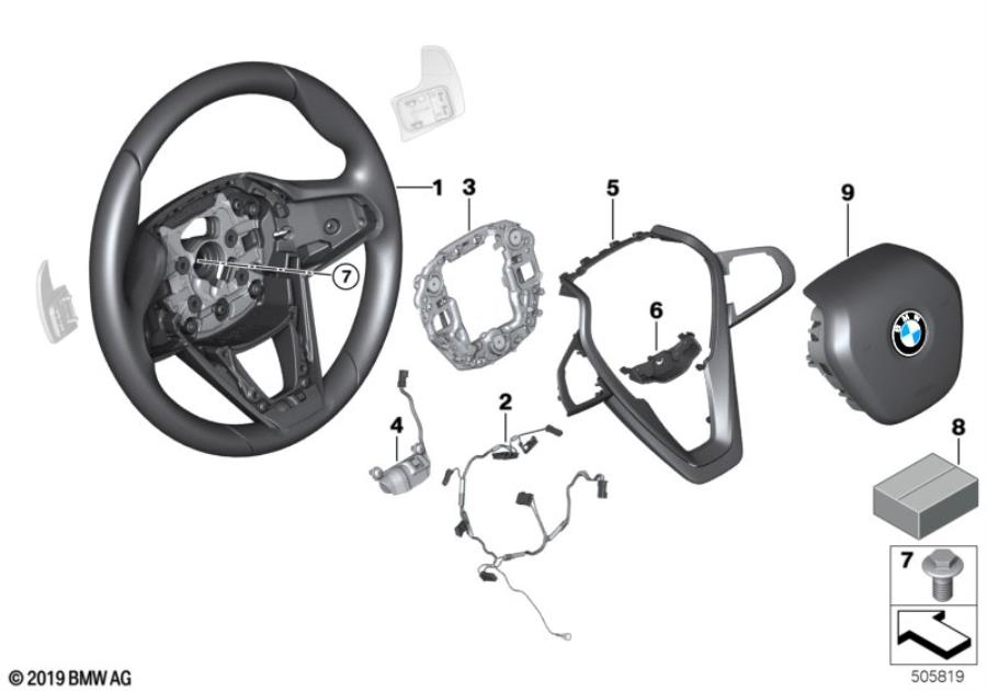 Diagram Sports st. wheel airbag multif./paddles for your 2004 BMW 530i   