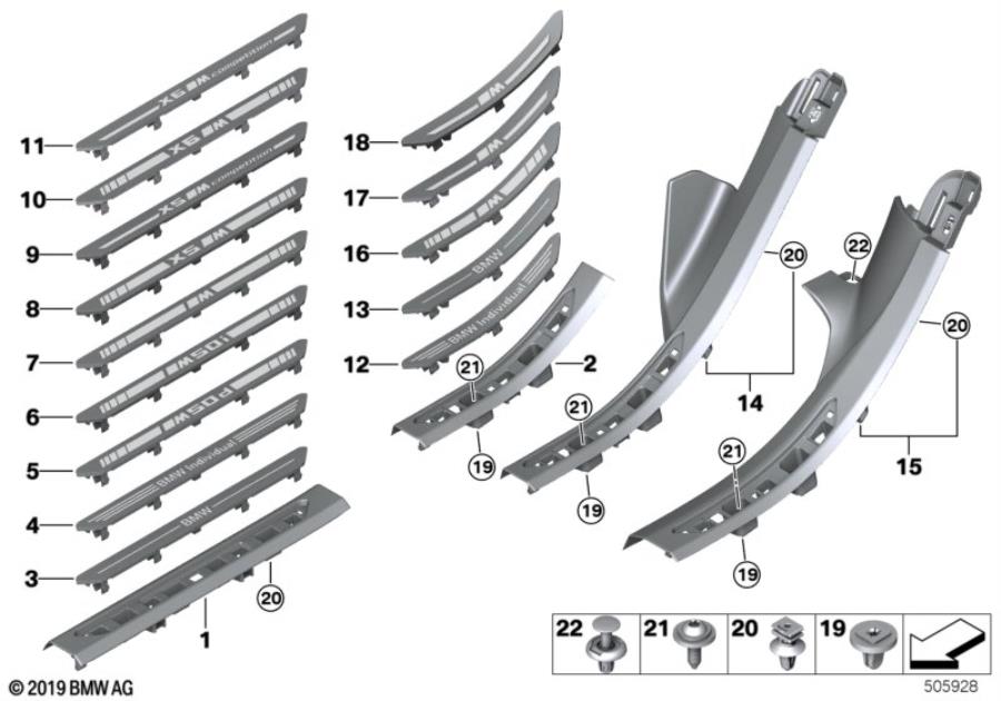 Diagram Edge protector / Trim for entry for your 1988 BMW M6   