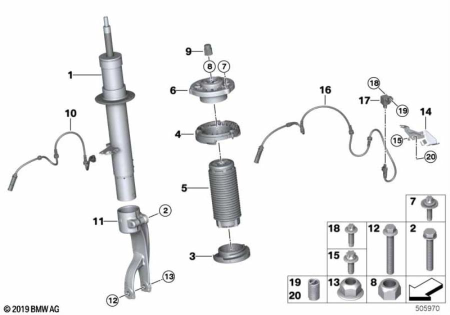 Diagram Spring strut front VDM/mounted parts for your 2016 BMW M6   