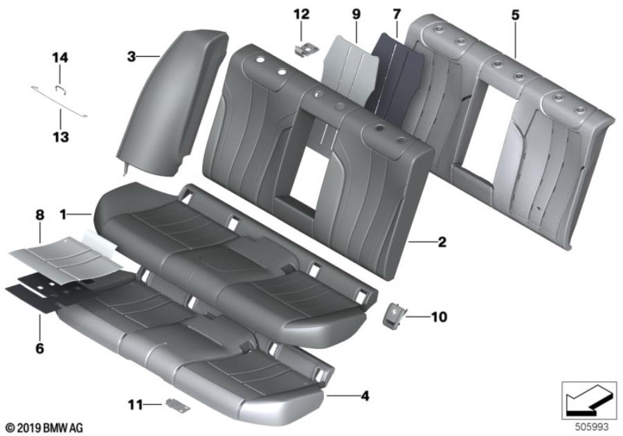 Diagram Seat rear, upholstery & cover base seat for your 2009 BMW M6   