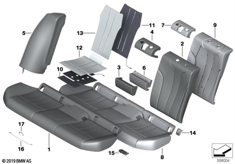 Diagram Seat, rear, uphlstry/cover, load-through for your 2009 BMW M6   