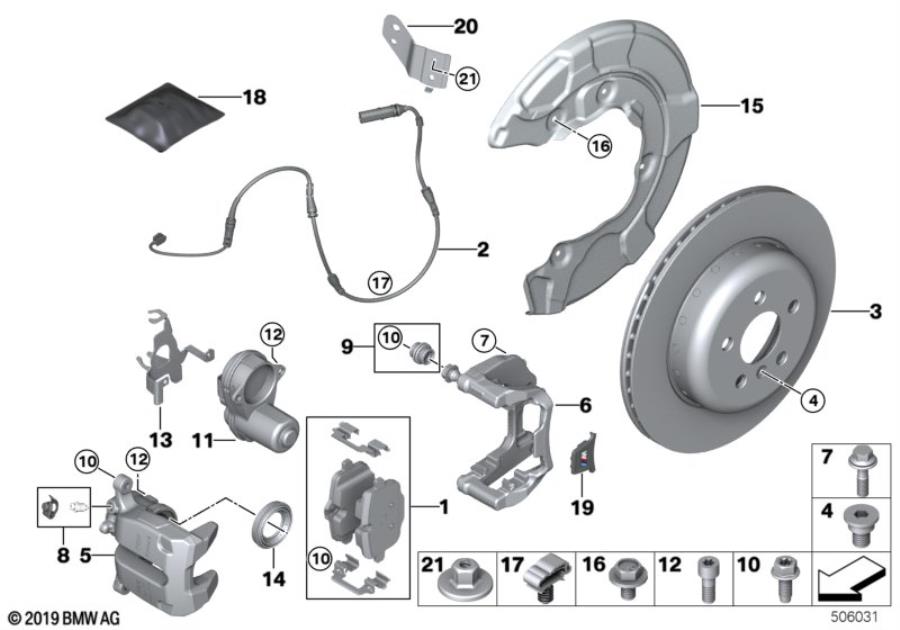 Diagram Rear brake / brake pad / wear sensor for your BMW