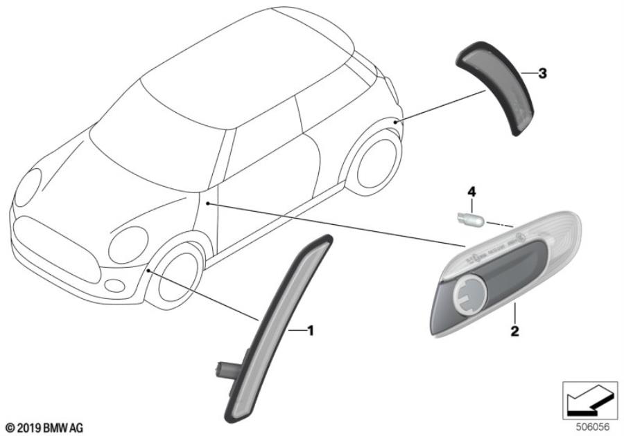 Diagram turn signals front/side for your MINI