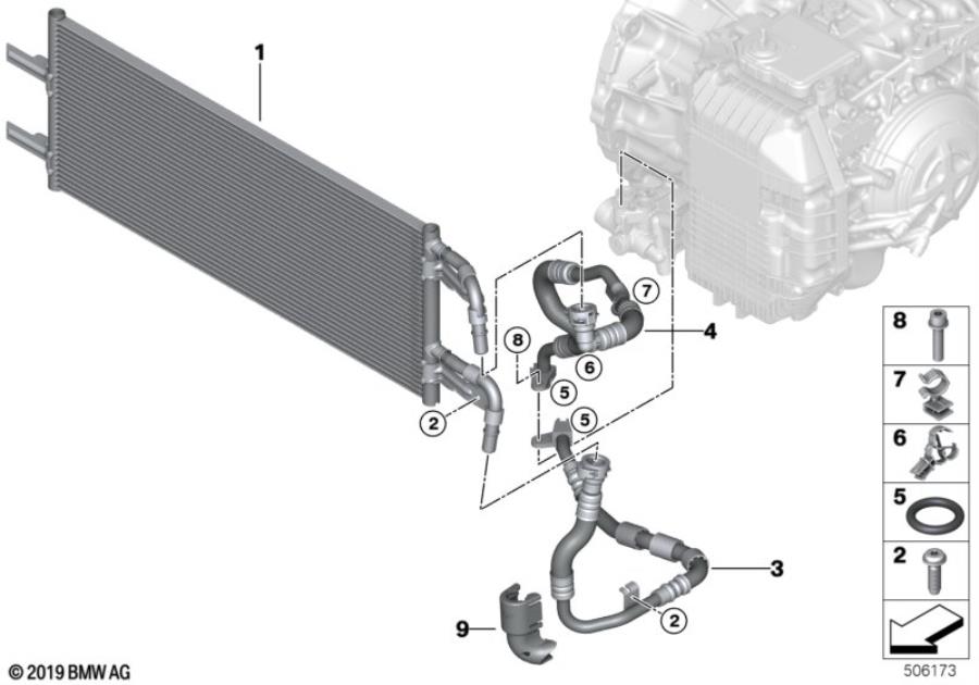 Diagram Transmission oil cooler/oil cooler line for your MINI