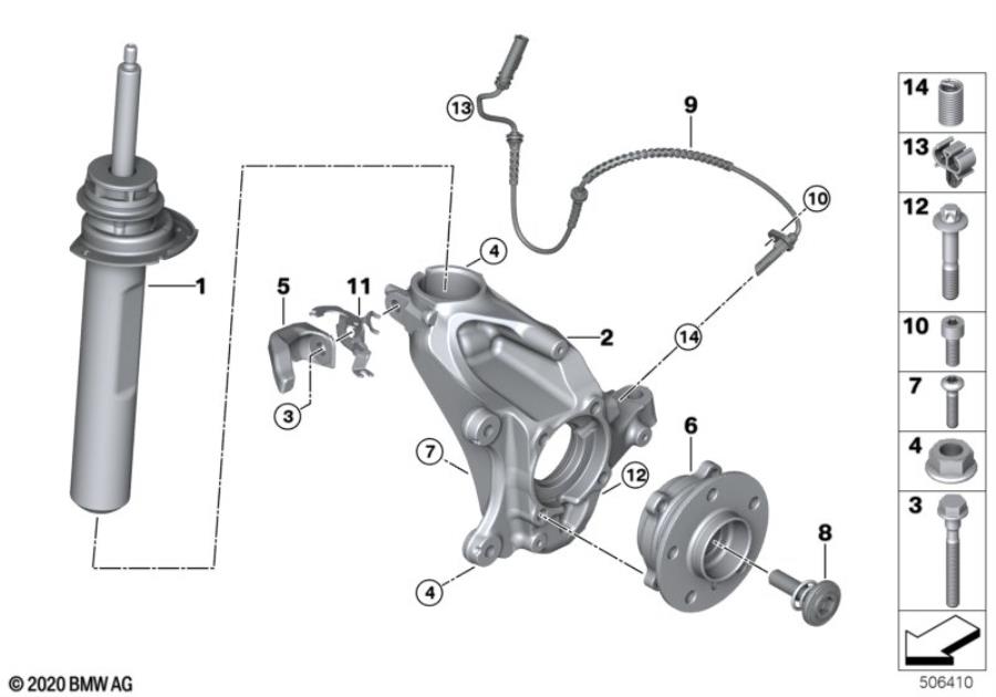 Diagram Front Spring strut/Carrier/Wheel bearing for your MINI