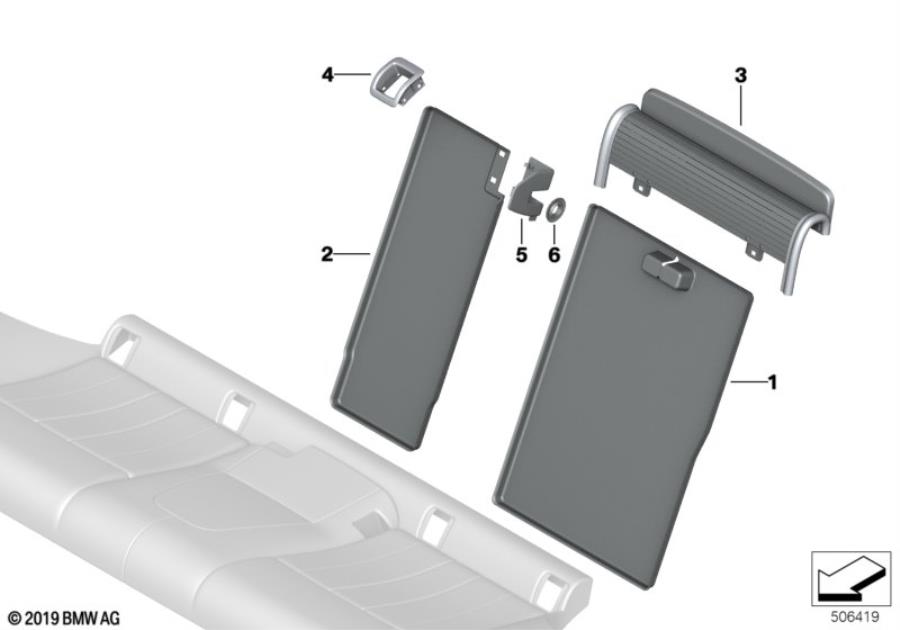 Diagram Seat, rear, backrest trim covers for your 2009 BMW 128i   
