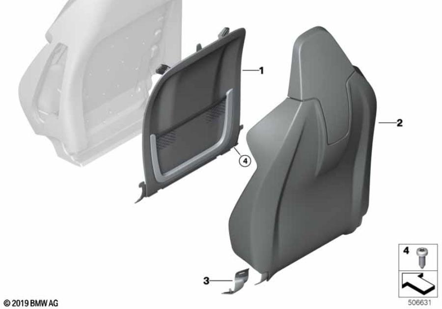 Diagram Front seat, backrest trim, rear panel for your 1988 BMW M6   