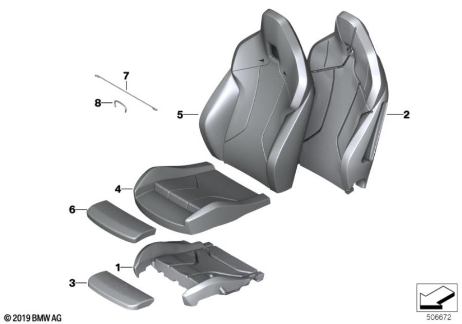 Diagram Front seat, uph.and cover, M sports seat for your 2009 BMW M6   