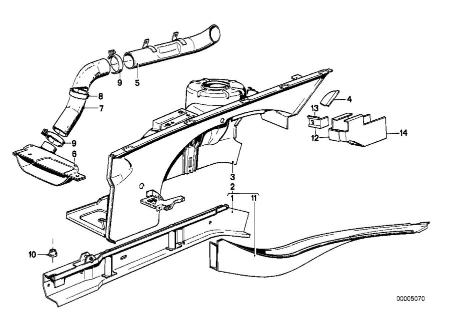 Le diagramme Passage de roue - Support moteur pour votre BMW