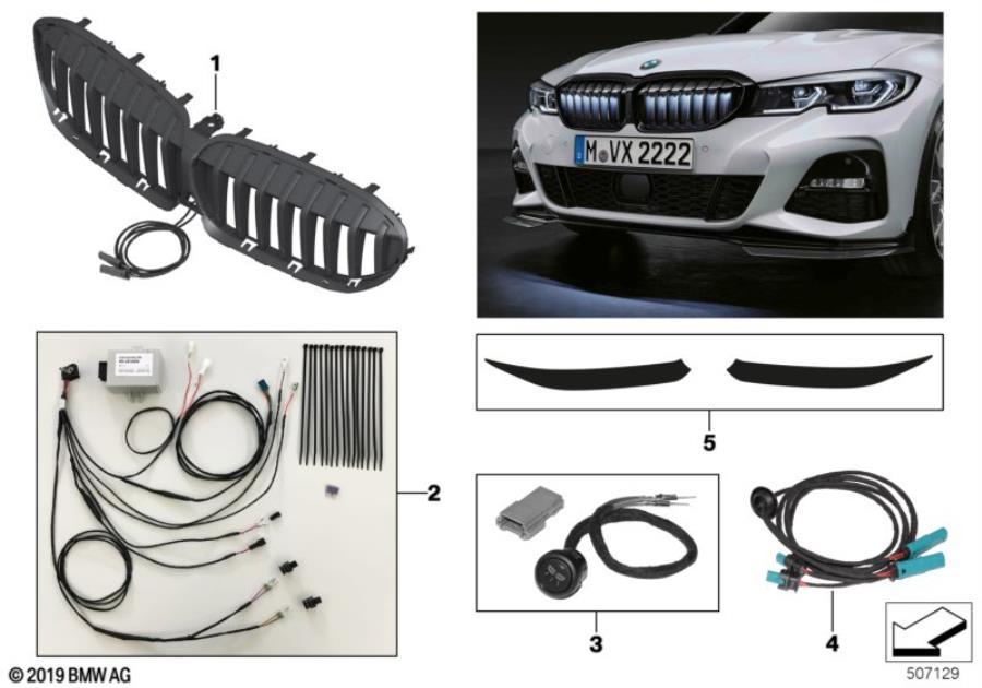 Diagram Front ornamental grille Iconic Glow for your 2022 BMW 330i   