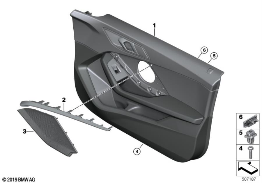 Diagram Door trim panel, front for your 2023 BMW X3  30eX 