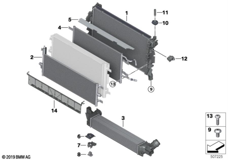 Diagram Coolant radiator mounting hardware for your 2014 MINI Convertible   