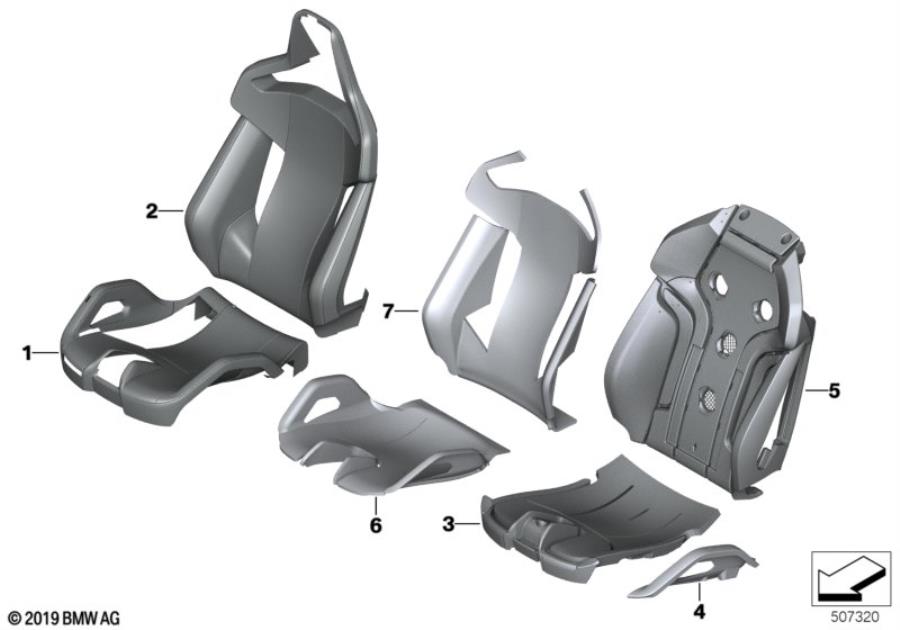 Diagram Front seat, cushion and seat cover, CFRP for your 2012 BMW M6   