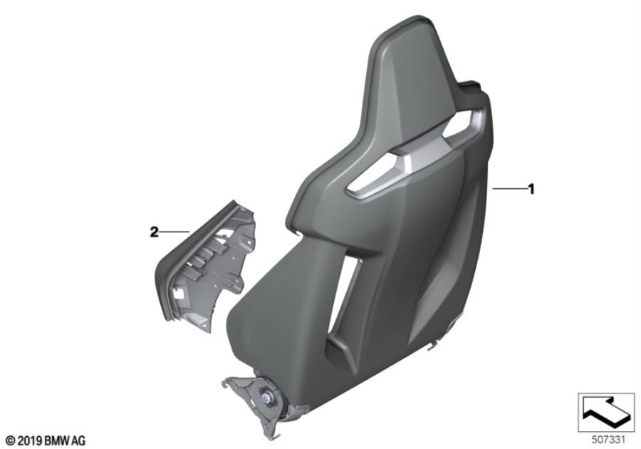 Diagram Seat, front, backrest frame for your 2012 BMW M6   