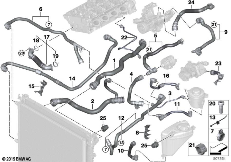 Diagram Cooling system coolant hoses for your 2007 BMW M6   