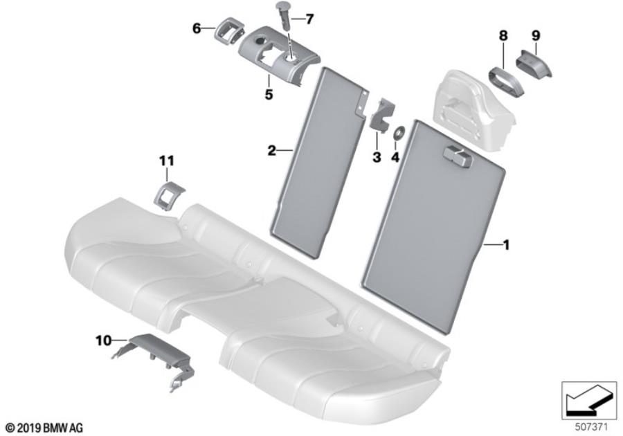 Diagram Seat, rear, backrest trim covers for your 2008 BMW 335i   