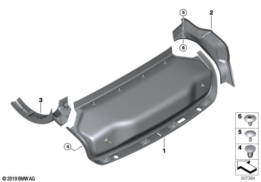 Diagram Trunk lid trim panel for your 1988 BMW M6   