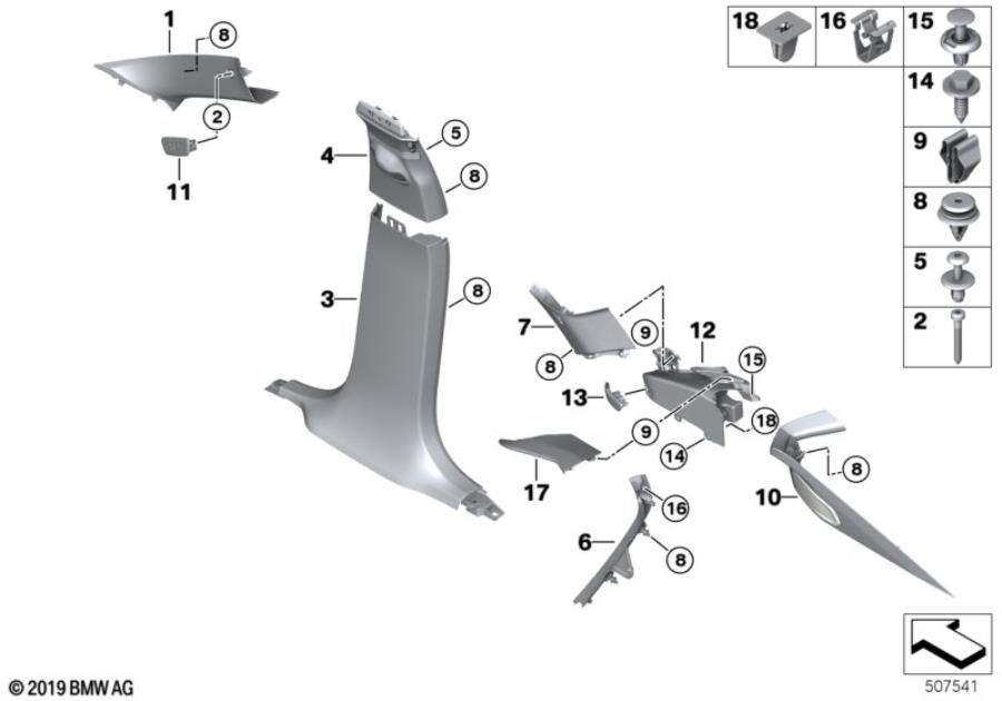 Diagram Trim panel A- / B- / C- / D-Column for your 2016 BMW M6   