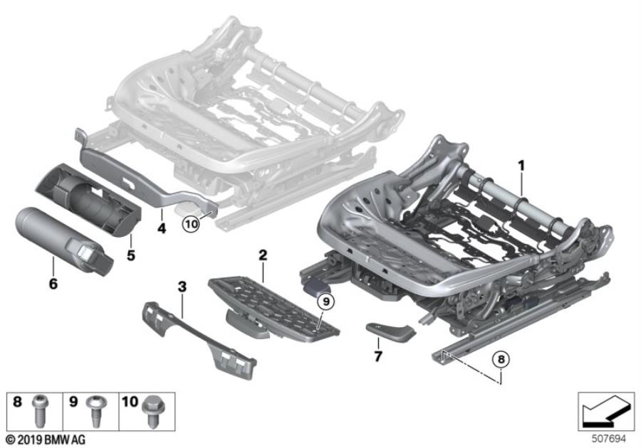 Diagram Seat, front, seat frame, manual for your BMW