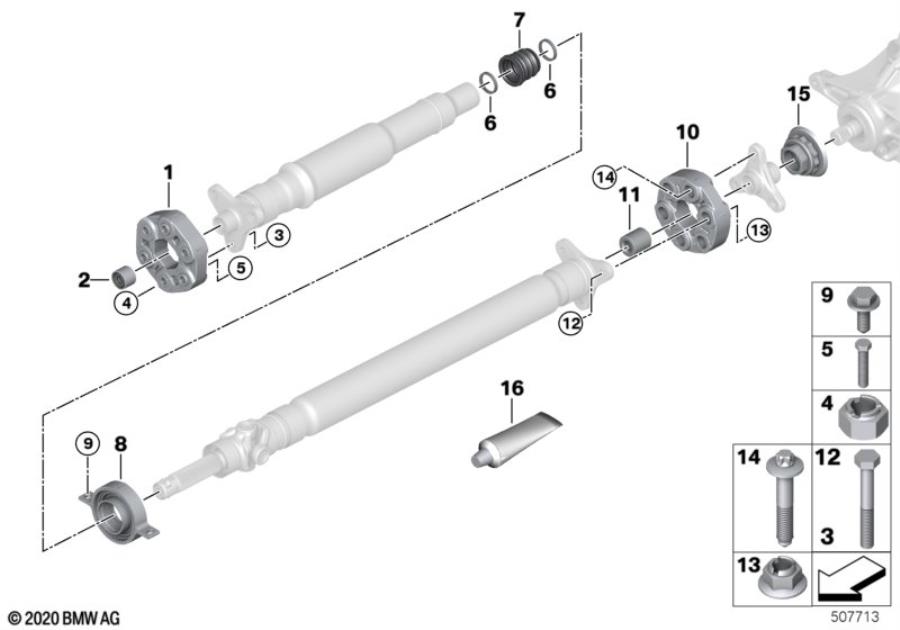 Diagram Drive shaft, single components, 4-wheel for your 2016 BMW 340i   