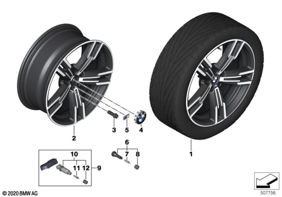 Diagram BMW LA wheel double spoke 848M - 18" for your BMW 330i  
