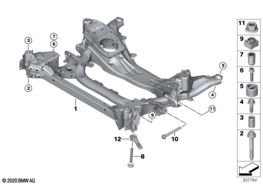 Diagram Front axle support, 4-wheel for your 2007 BMW M6   