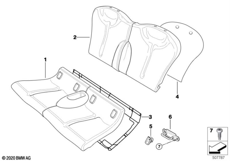 Diagram Seat rear, upholstery & cover base seat for your MINI