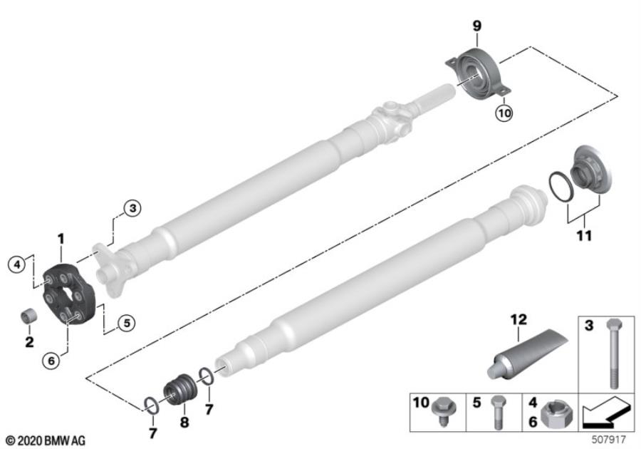 Diagram Drive shaft, single components for your 2016 BMW 535iX   