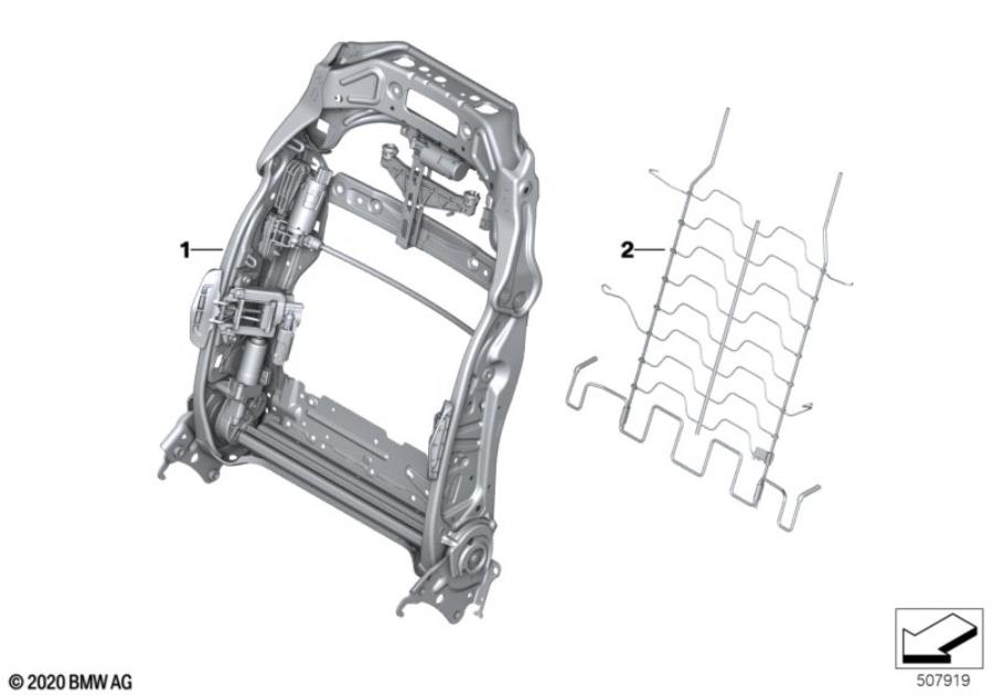 Diagram Seat, front, backrest frame for your 2007 BMW M6   