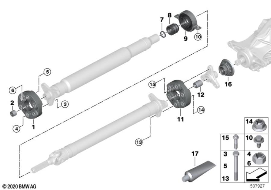 Diagram Drive shaft, single components for your 2016 BMW 335iX   