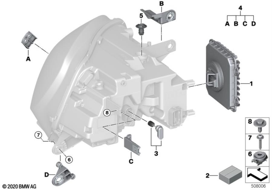 Diagram Single components for headlight for your MINI