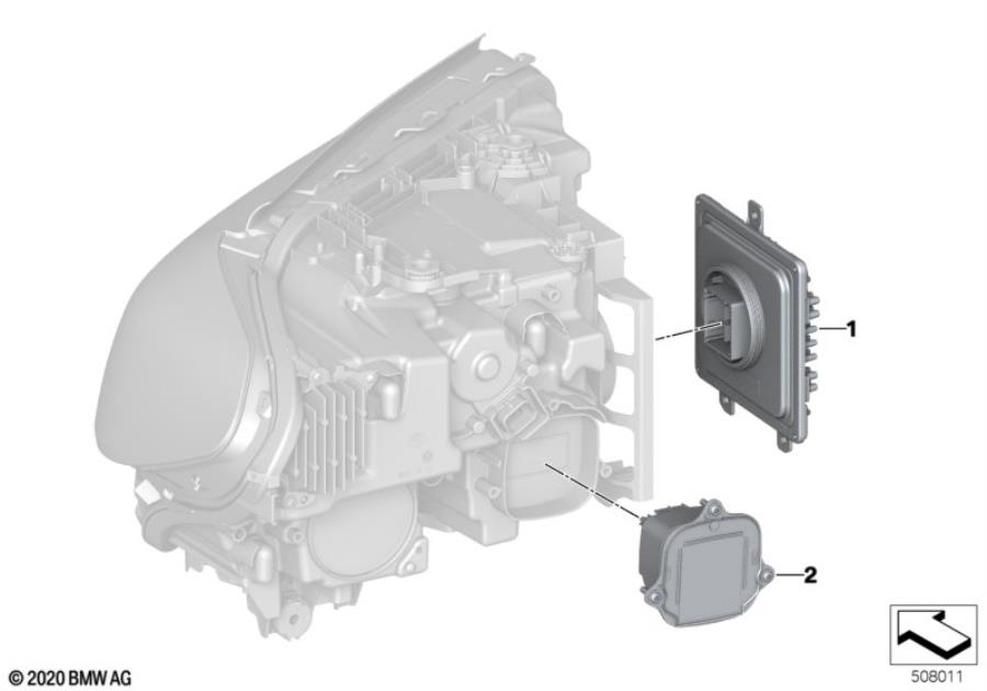 Diagram Single parts, headlight electronics for your BMW