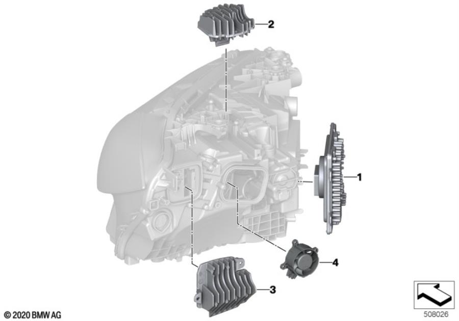 Diagram Single parts, headlight electronics for your BMW