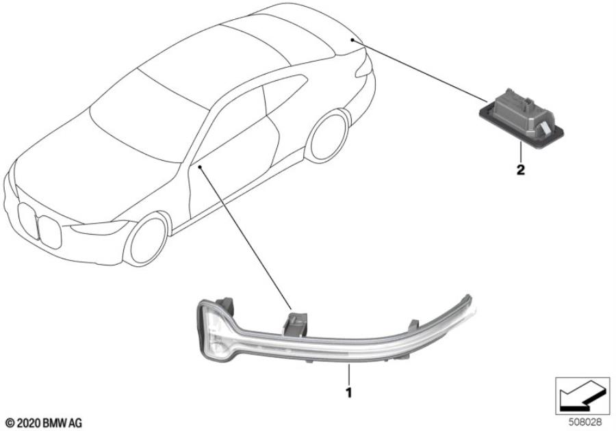 Diagram Auxiliary turn signal lamp/s outer for your BMW