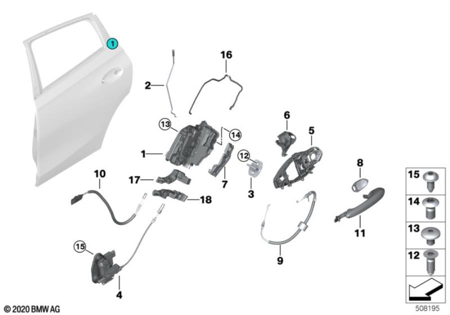 Diagram Closing system, door, rear for your 2007 BMW M6   