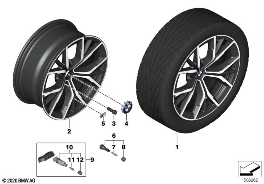 Diagram BMW LA wheel Y-spoke 845M - 19" for your BMW 540i  