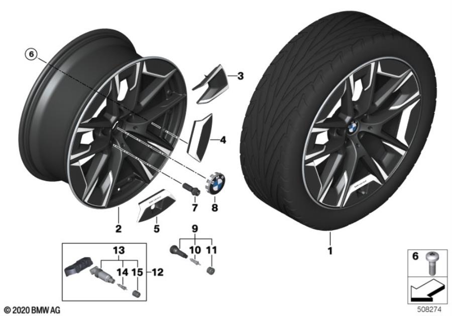 Diagram BMW LA wheel aerodynamics 1001I - 20" for your BMW
