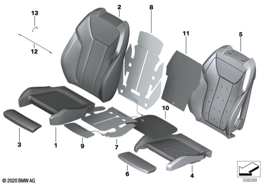 Diagram Seat front, upholstery & cover base seat for your 2022 BMW 430iX Coupe  