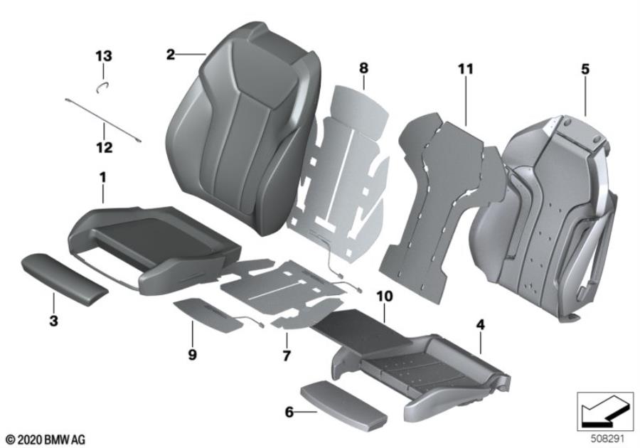 Diagram Seat, front, uphlstry, cover, Sport seat for your 2018 BMW M6   