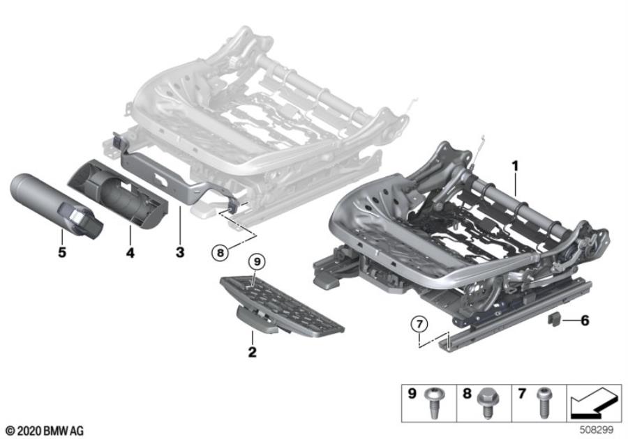 Diagram Seat, front, seat frame, manual for your BMW M440i  