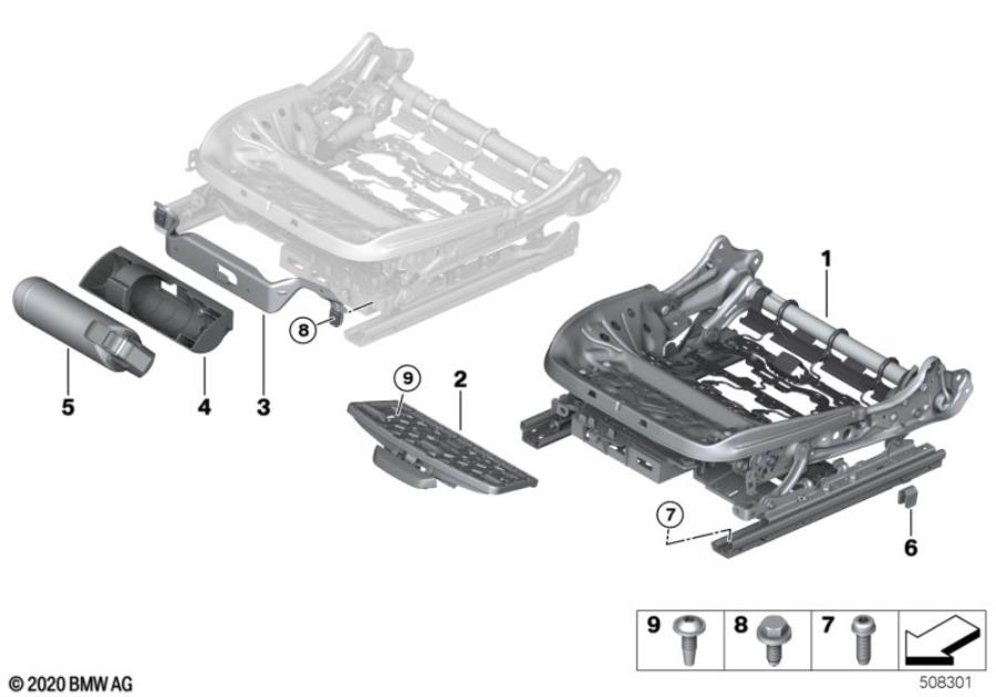 Diagram Seat, front, seat frame, electric for your 2010 BMW M6   