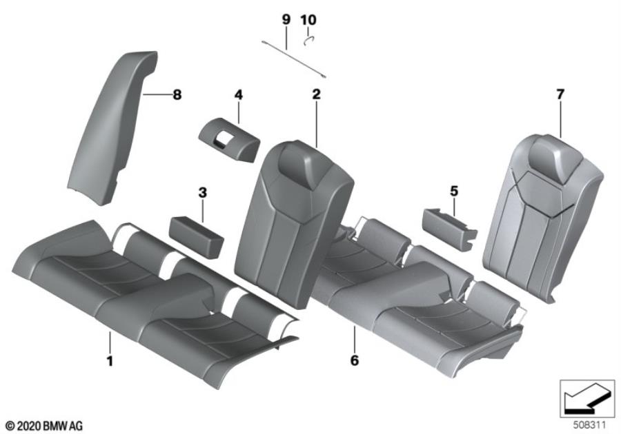 Diagram Seat, rear, uphlstry/cover, load-through for your BMW