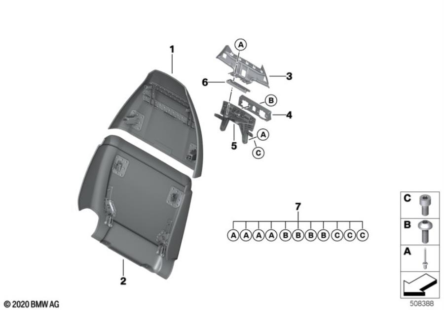 Diagram Seat, front, backrest trim covers for your 2006 BMW M6   