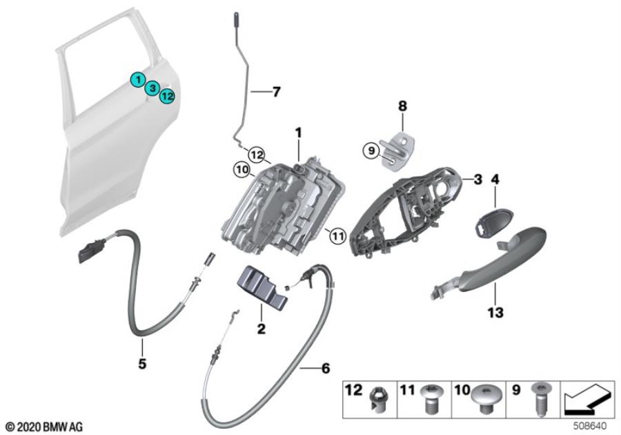 Diagram Closing system, door, rear for your BMW