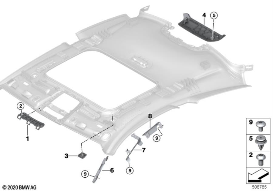 Diagram Mounting parts, roof antenna for your 2012 BMW M6   