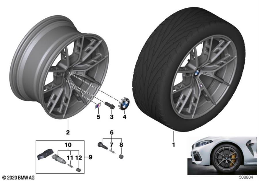 Diagram BMW LA wheel M Perf. Y-spoke 863M - 20" for your 2023 BMW M5   