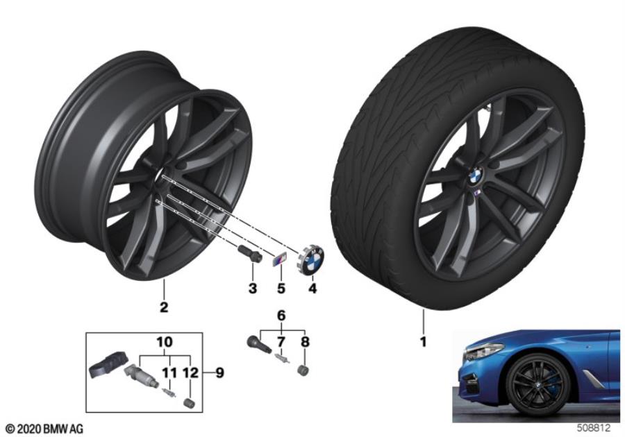 Diagram BMW LA wheel double spoke 662M - 18" OA for your BMW