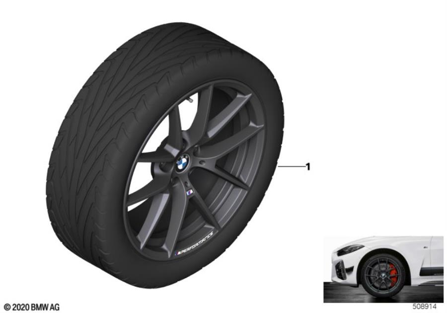 Diagram BMW LA wheel M Perf. Y-spoke 898M - 19" for your BMW 330iX  