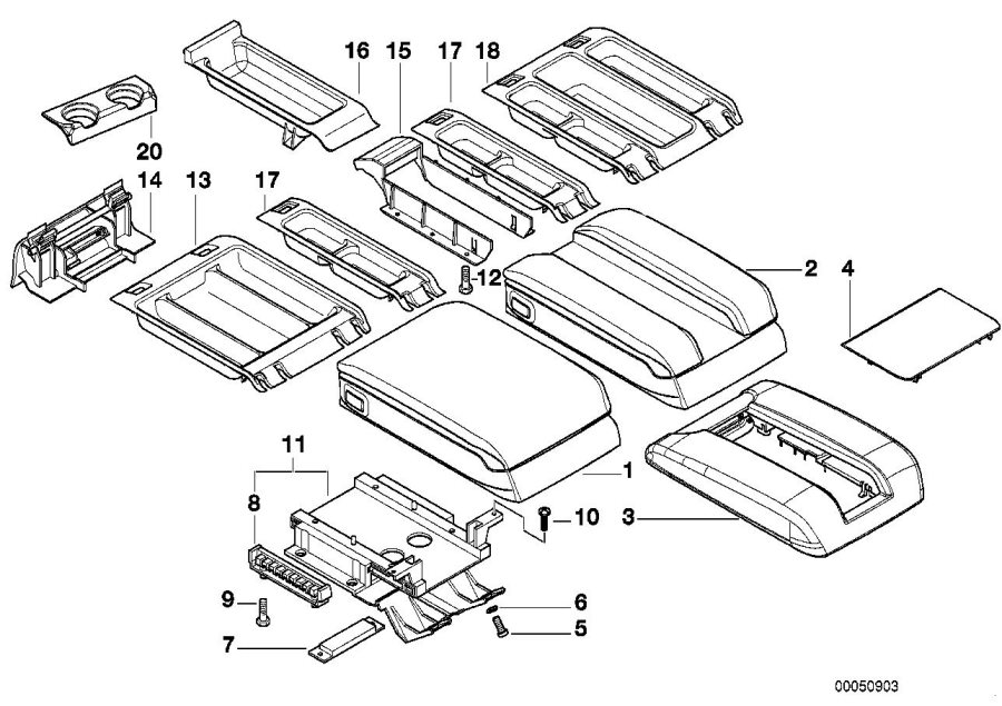 Diagram Armrest, centre console for your 2010 BMW M6   