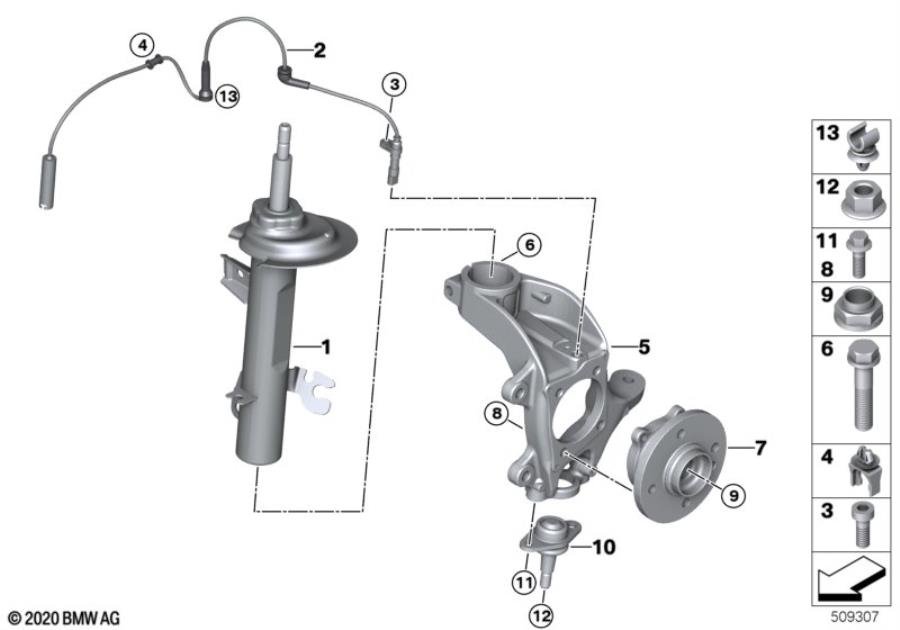 Diagram Front Spring strut/Carrier/Wheel bearing for your MINI